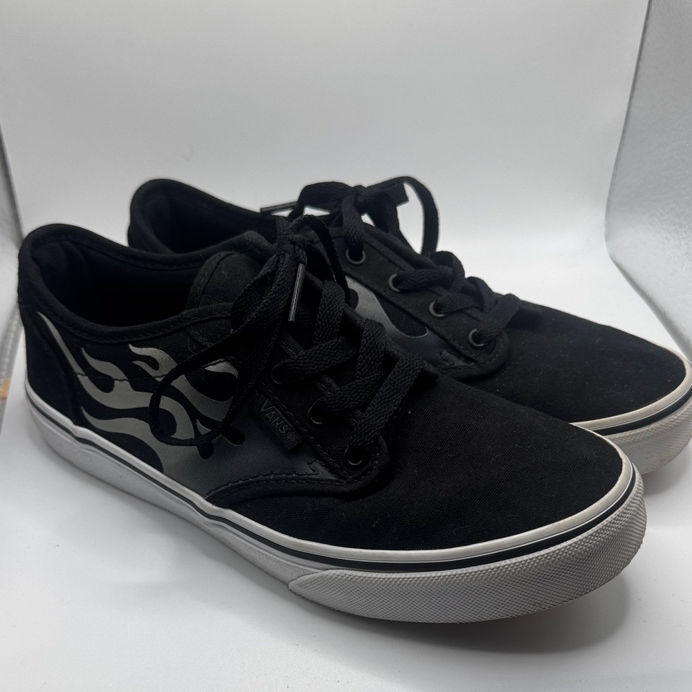 Vans Black and Gray Flame Sneakers Size 4 Big Kid